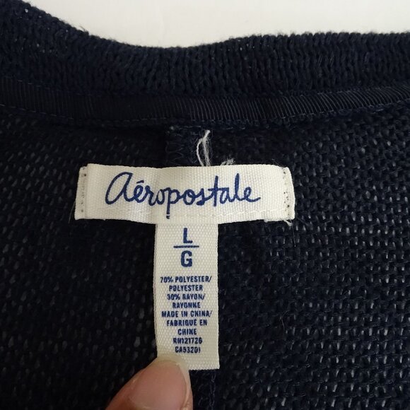 Aeropostale Blue Lightweight Open Front Knit Cardigan Sweater Women Size L - Picture 4 of 9